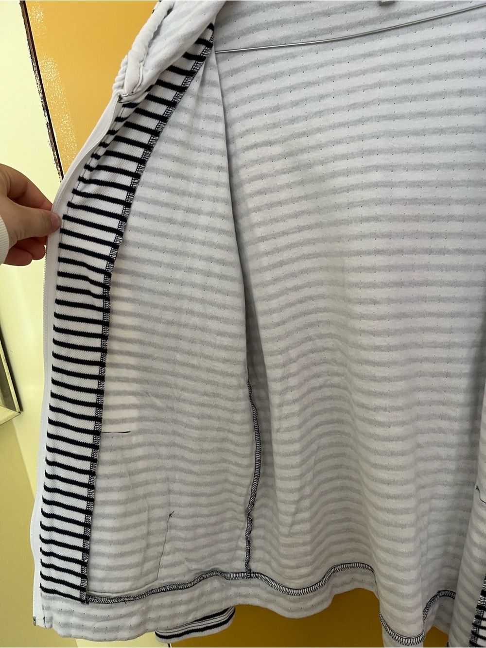Talbots White & Navy Striped Zip Hoodie - Picture 4 of 5